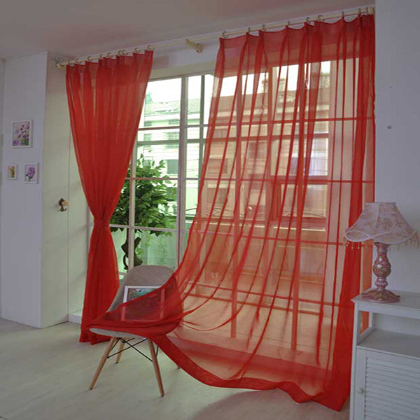 Chic Pure Colored Red Custom Sheer Curtain