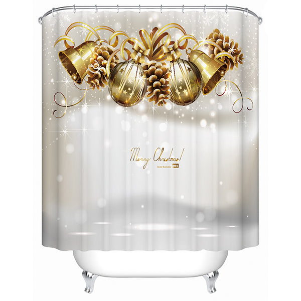 Fancy Adorable Merry Christmas Tinkle Bells Printing 3D Shower Curtain