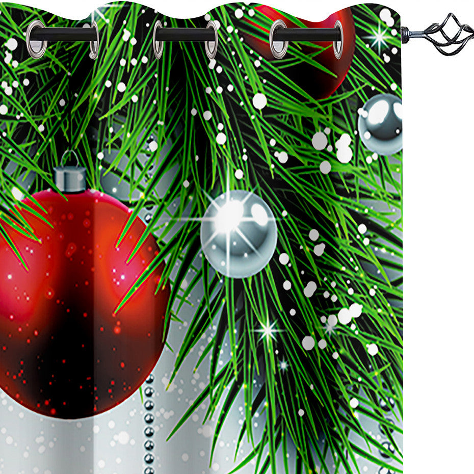 Christmas Trees 3D Wonderful Printed Curtains White Polyester Modern Style Blackout Custom Christmas Curtain