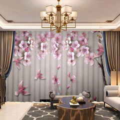 3D Elegant Floral Carved Print Chiffon Breathable Sheer Curtains