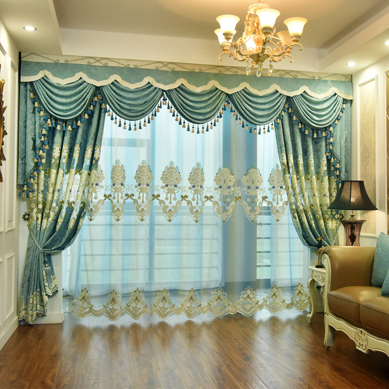 Elegant Embroidered Home Decor Semi Sheer Curtains