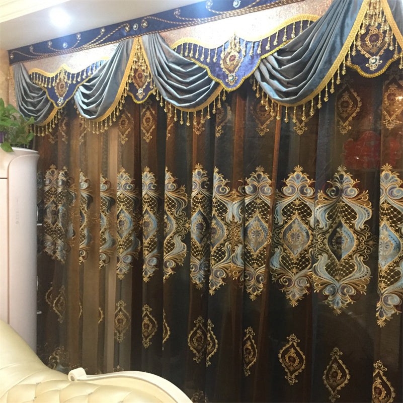 Embroidery Voile Curtains Window Sheer Curtains Noble and Elegant for Living Room Bedroom Decoration Custom 2 Panels Drapes Breathable