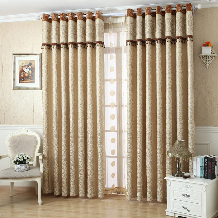 European Style Contemporary Beige Two Panels Custom Sheer Curtains Polyester Net Drapes for Bedding Living Room