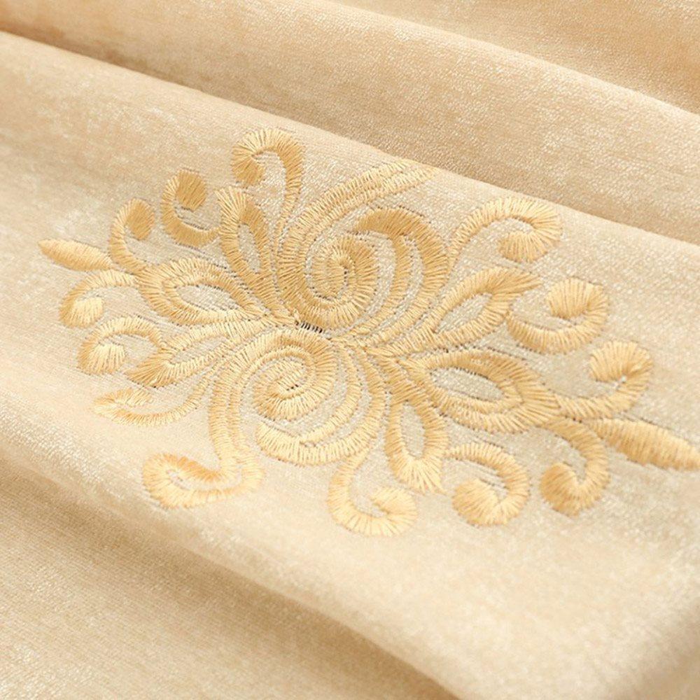 Luxury Elegant Embroidered Shading Curtains Sheer Yellow Blackout Curtain for Living Room Bedroom Custom 2 Panels Drapes