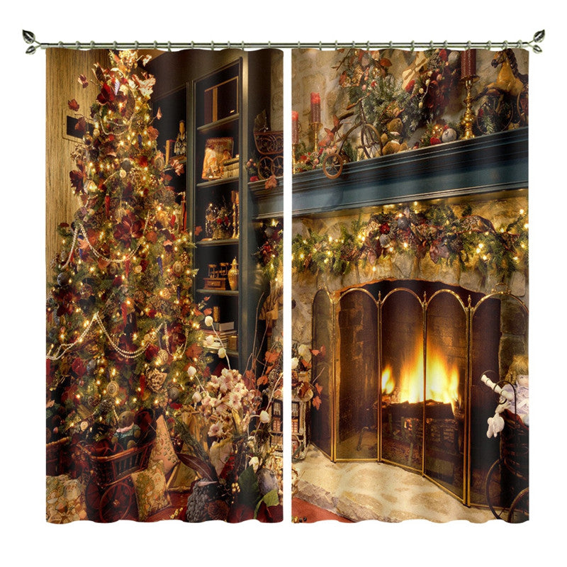 Dreamlike Christmas 3D Print Thick Polyester Blackout Decorative Curtains for Living Room Bedroom