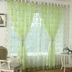 Decoration Fresh Style Flower Printing Shading Cloth and Sheer Curtain Sets in Stock