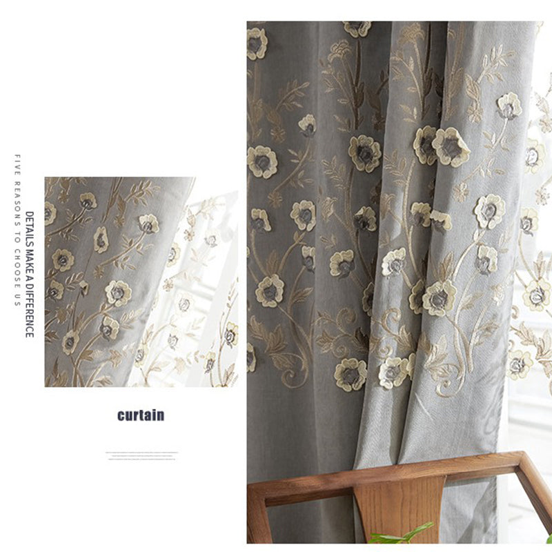 Modern Style Floral Sheer Curtains for Bedroom Living Room Decoration Custom 2 Panels Breathable Voile Drapes No Pilling No Fading No off-lining Polyester