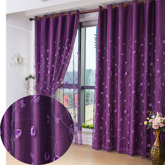 Noble Embroidered Blackout Curtains for Living Room Bedroom Thick Polyester Purple Shading Cloth and Sheer Curtain Set No Pilling No Fading No off-lining