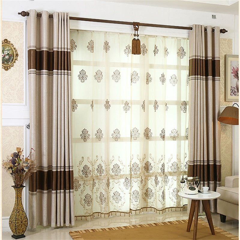 Warm Color Dust-Proof Grommet Shading Curtains Modern Polyester Blackout Curtain Drapes Breathable Sheer