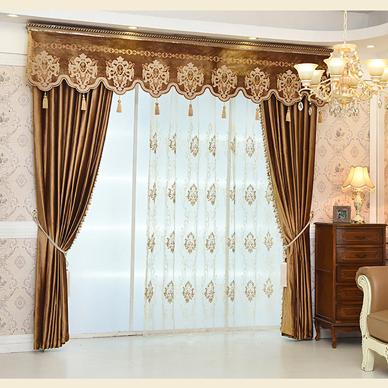 Luxury Elegant Crushed Velvet Blackout Curtain Ochre 2 Panel Set Window Curtains Classy Thick Valance Sheer Prevents UV Ray Excellent Performance on Room Darkening