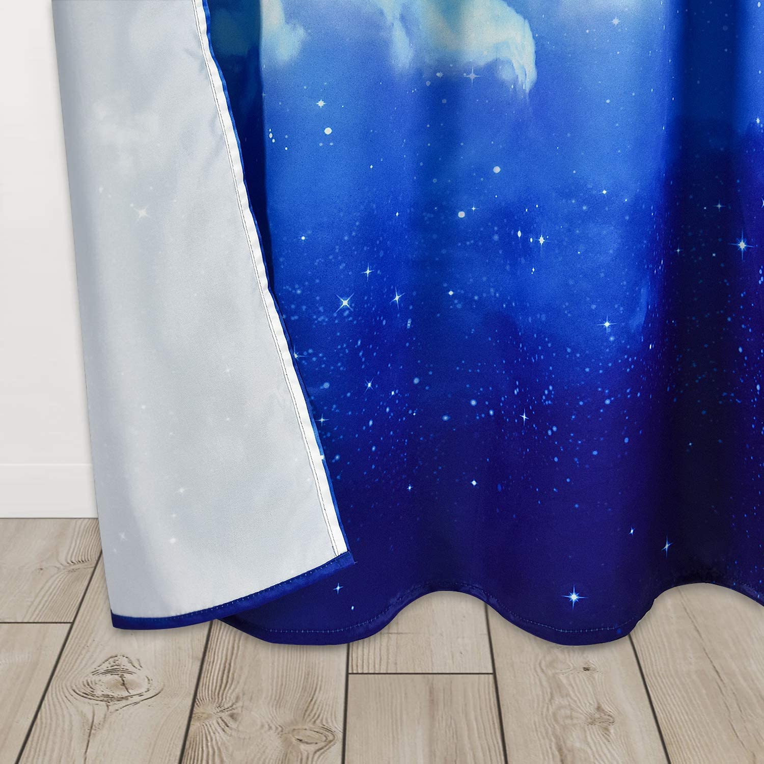 3D Printed Living Room Scenery Curtains Moon Night Starry Sky Polyester 2 Panels Custom Darkening Blackout No Pilling No Fading No off-lining