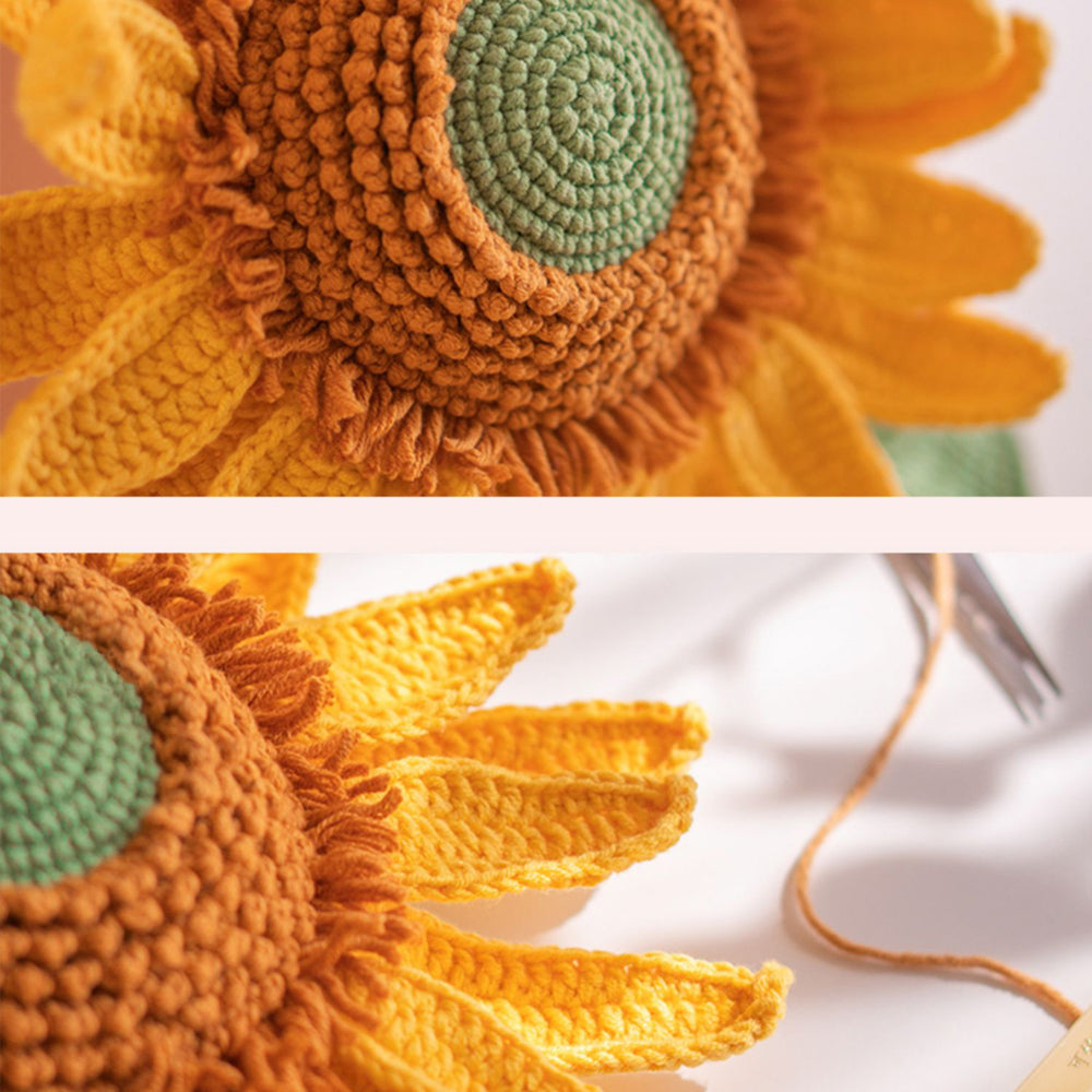 Handcrafted Sunflower Bouquet Finished Homemade Hand-Woven Wool to Send Girlfriend Birthday Gift