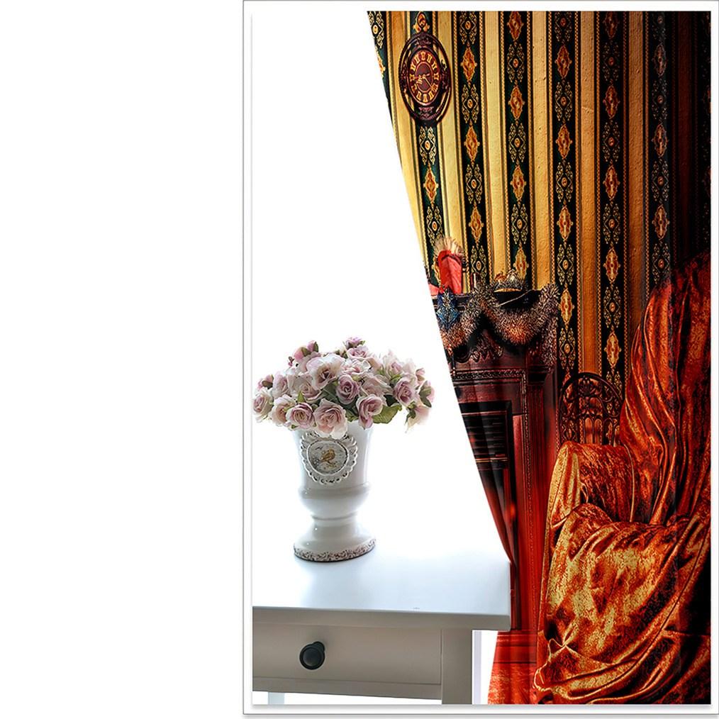 Christmas Gifts 3D Window Curtains Fireplace Print Blackout Curtains for Living Room Bedroom Window Drapes Chirstmas 2 Panel Set