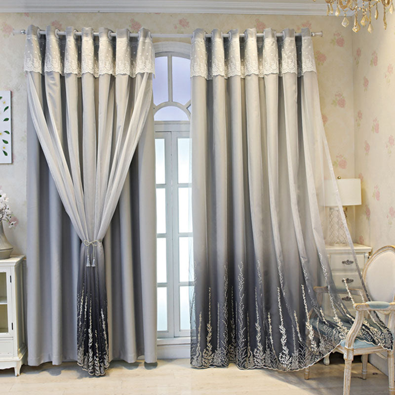 Custom European Decoration Blackout Sheer and Lining Curtain Sets for Living Room Bedroom