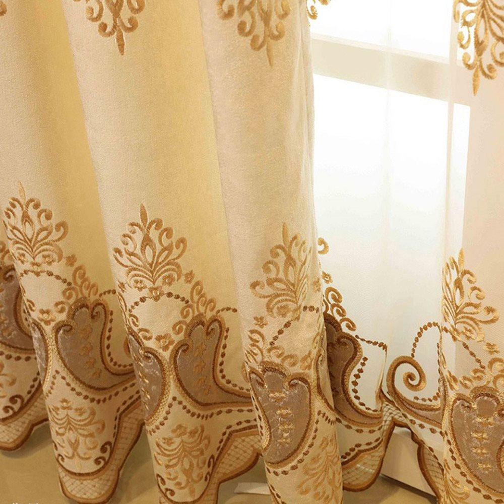 Luxury Elegant Embroidered Shading Curtains Sheer Yellow Blackout Curtain for Living Room Bedroom Custom 2 Panels Drapes