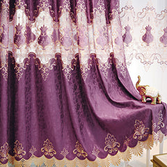 Window Curtains European Embroidery Hollow-out Blackout Curtain Purple Shading Curtains Sheer for Living Room Bedroom Decor Custom 2 Panels Drapes