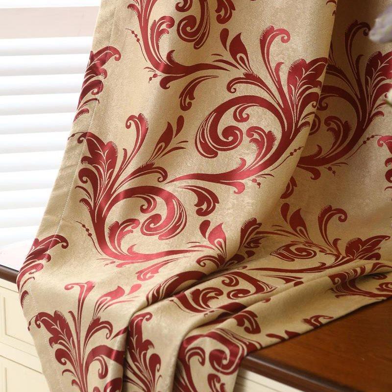 Blackout Curtains Jacquard Red Shading Curtains High Shading Rate for Living Room Bedroom Window Decoration Custom 2 Panels Drapes