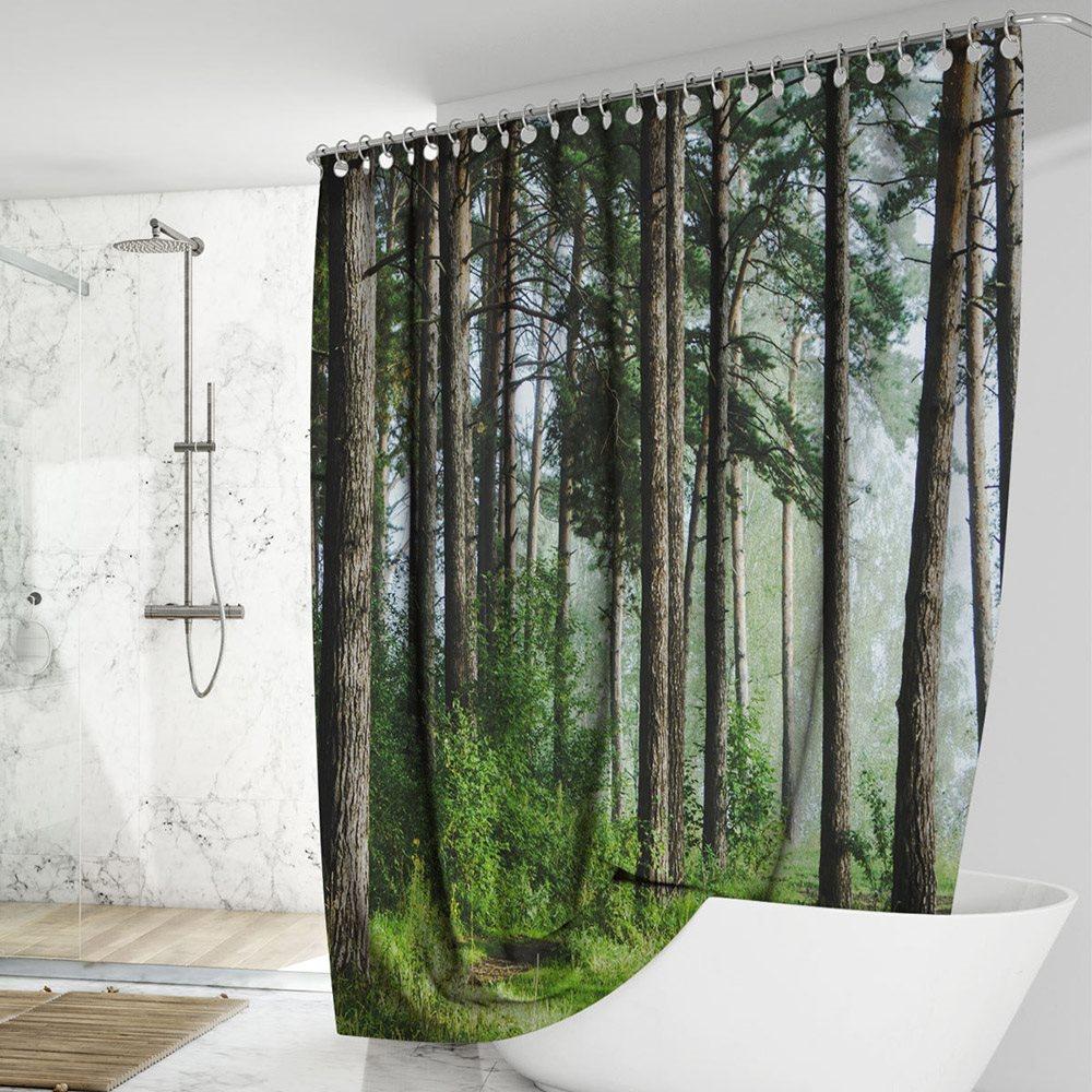 Modern 3D Printed Forest Shower Curtain Waterproof and Mildewproof Polyester