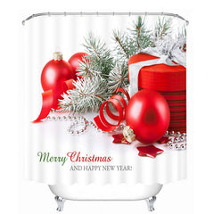 Christmas Gifts and Red Balls Printing Christmas Theme 3D Shower Curtain