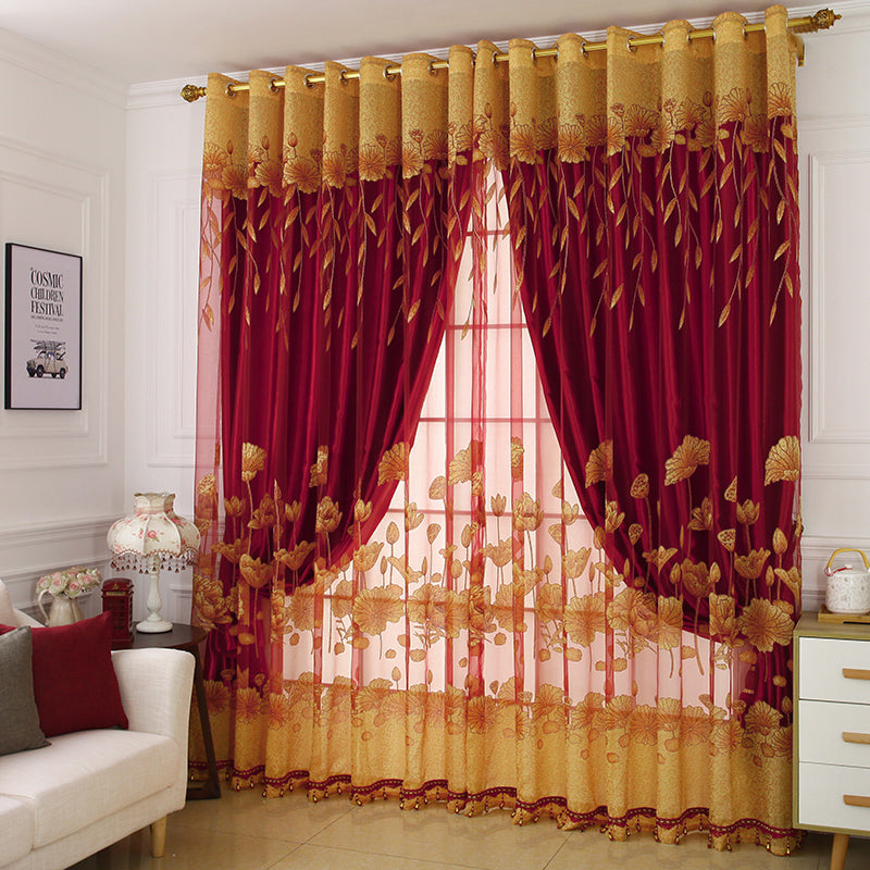 Luxurious and Elegant Burnout and Embroidered Floral Blackout Curtains