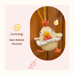 Handwoven DIY Woolen yarn chicken earphone protective case bag for AirPods Case Pro Yellow Bag ,Kids Teens Girls Boys Women Protective Woolen yarn Skin for AirPod Case Cutechicken, Funny Kawaii Fashion Cartoon 3D Cover for AirPods Pro