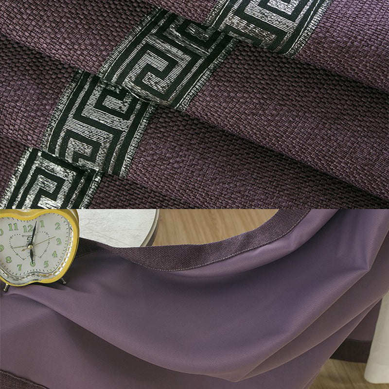 Blackout and Dust-Proof Polyester Japanese Style Solid Purple Grommet Top Curtain