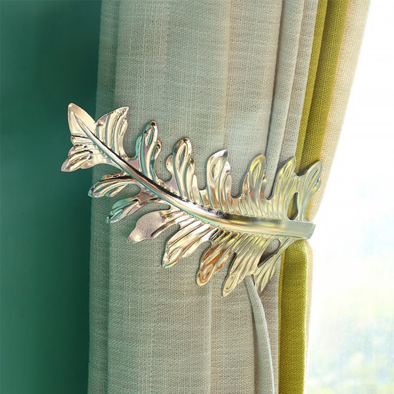 Fashion Leaf Pattern U-shaped Nordic Style 1 Pair Decorative Curtain Hooks