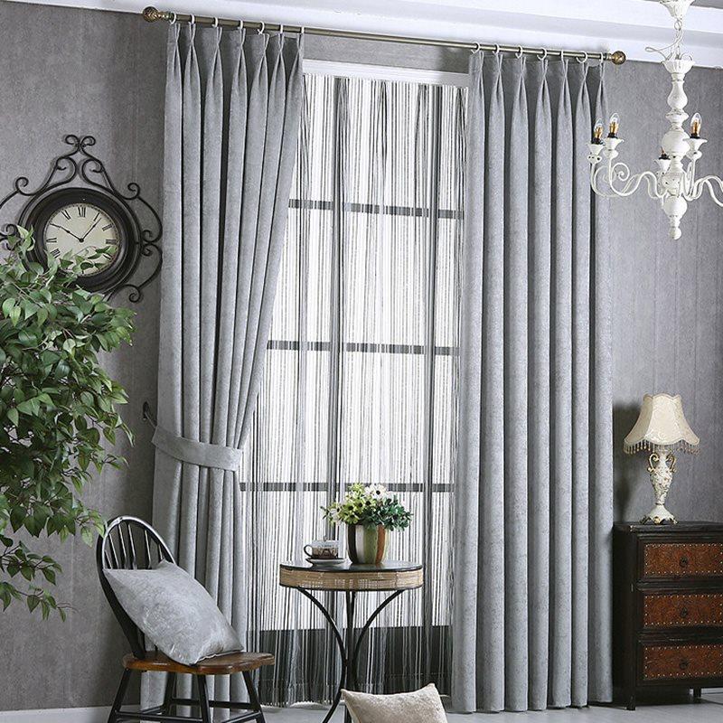 Window Curtains Modern Simple Style European Decorative Blackout Hook Curtains for Living Room Bedroom