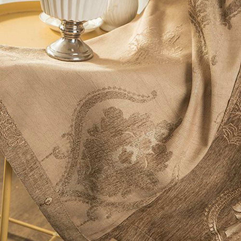 European Style Jacquard Grommet Shading Curtains Chenille Solid Curtain Blackout Custom 2 Panels Drapes for Living Room Bedroom Decoration No Pilling No Fading No off-lining