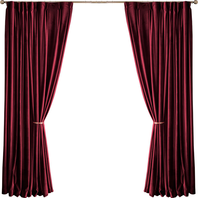 Plain Velvet Window Curtains Red Dark Green Shading Curtains Hook Grommet Top Blackout Curtains Custom 2 Panels Drapes for Living Room Bedroom Decoration