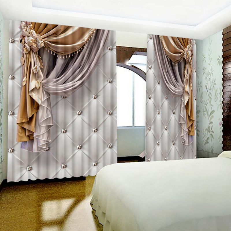 3D Imitated Elegant Shading Cloth Printed Water-proof and Dust-proof Custom Curtain for Living Room Bedroom