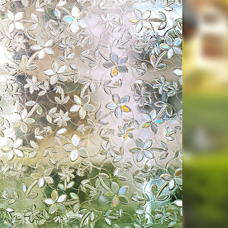 Colorful Flower Window Film No-glue Changing by Sunshine