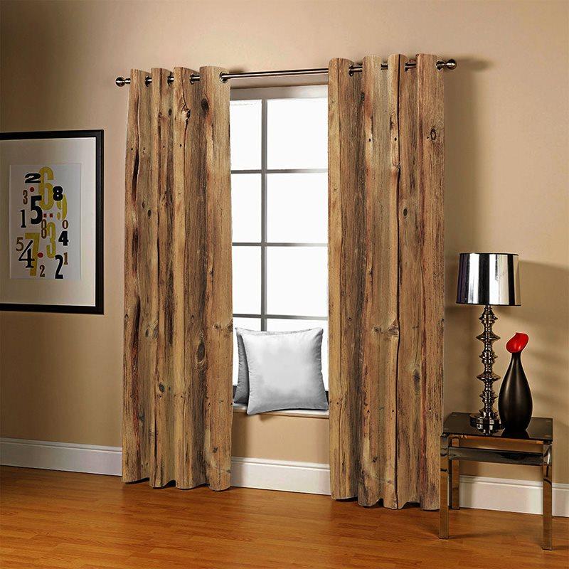 3D Printed Rustic Country Barn Wood Door Vintage Rustic Theme Blackout Curtain