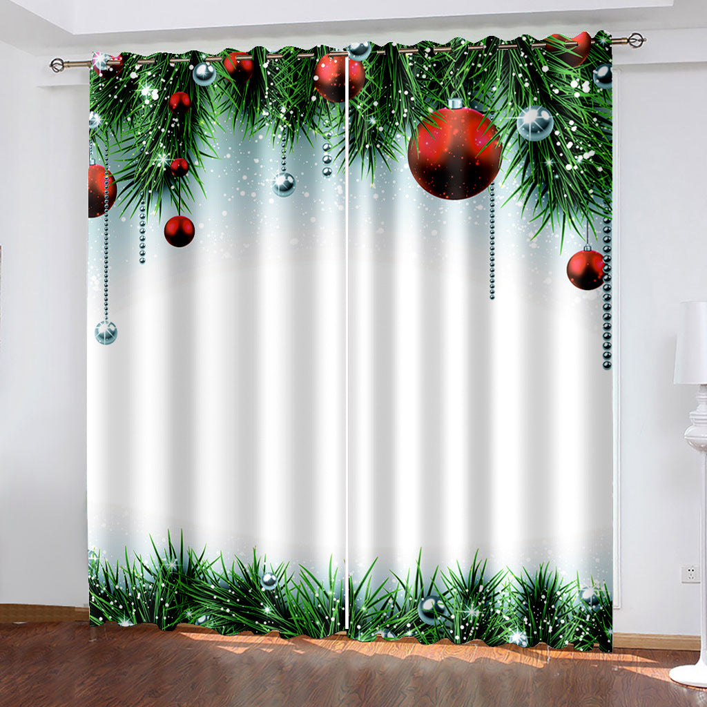 Christmas Trees 3D Wonderful Printed Curtains White Polyester Modern Style Blackout Custom Christmas Curtain