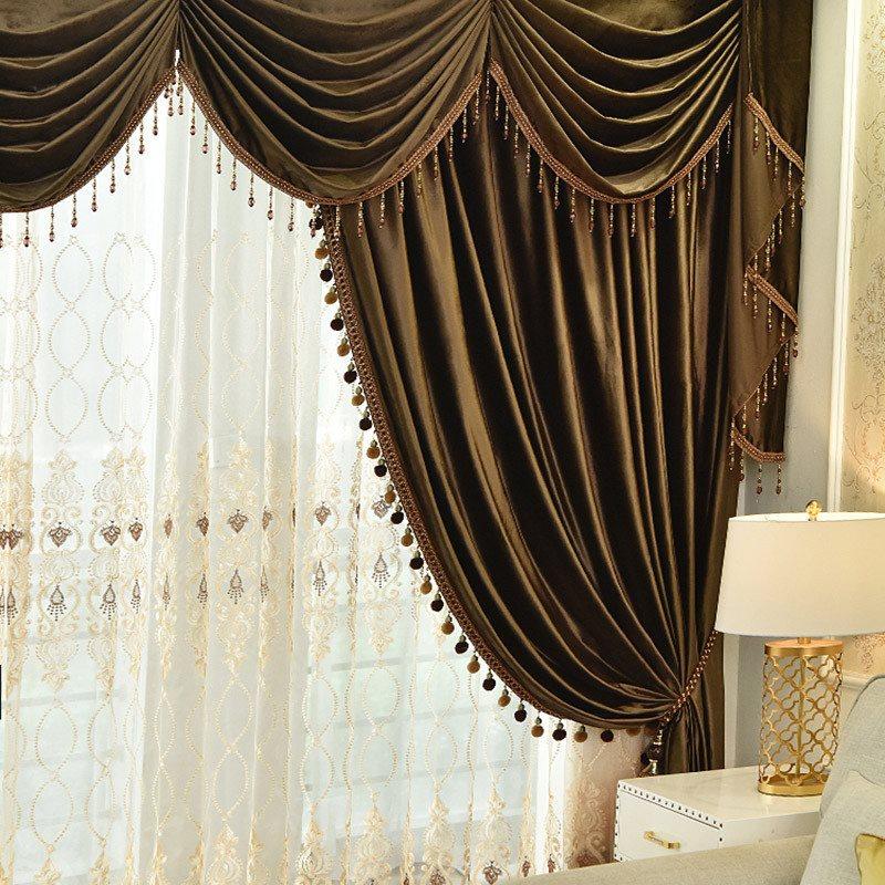 Luxury Velvet Custom Blackout Curtains Solid Color Coffee Window Curtains Prevents UV Ray Excellent Performance on Darkening for Bedroom Living Room