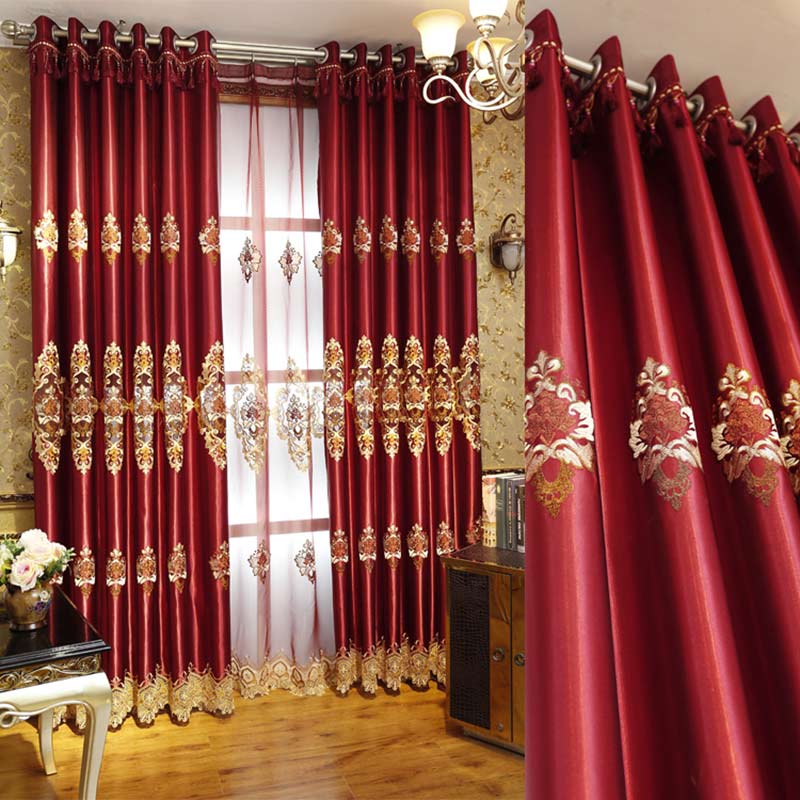 Red Classical Pattern High Quality Polyester Curtain