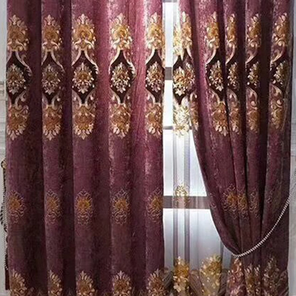 European Floral Embroidery Blackout Curtains Chenille Grommet Shading Curtains Sheer Decor Custom 2 Panels Drapes for Living Room Bedroom