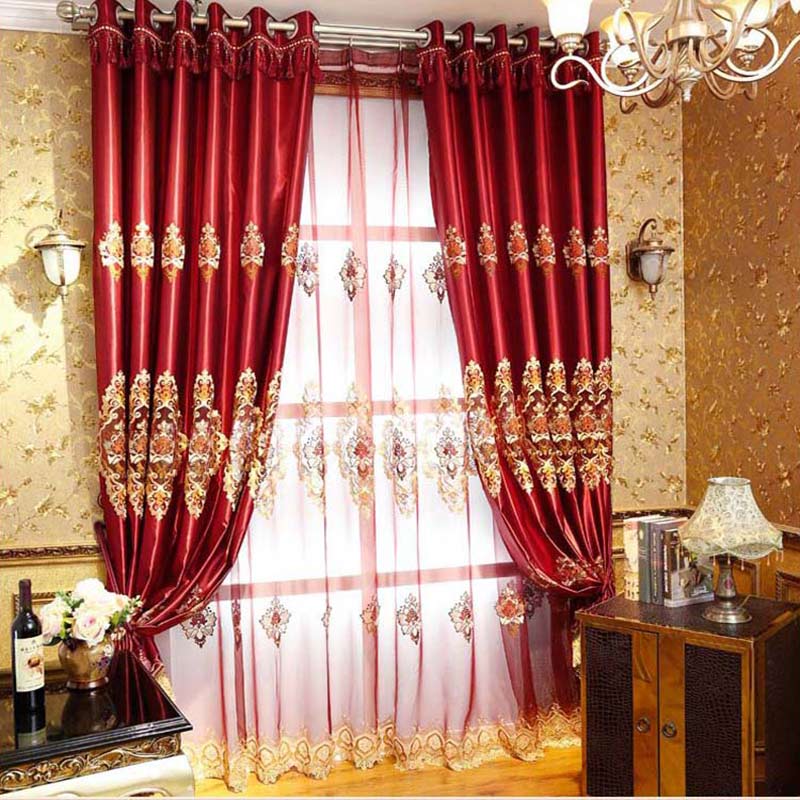 Red Classical Pattern High Quality Polyester Curtain