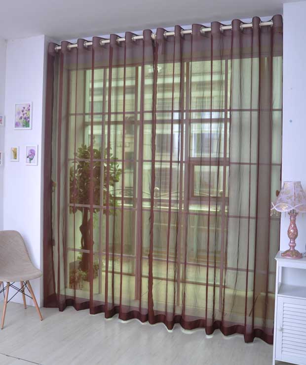 Elegant Comfort Pure Colored Coffee Custom Sheer Curtain