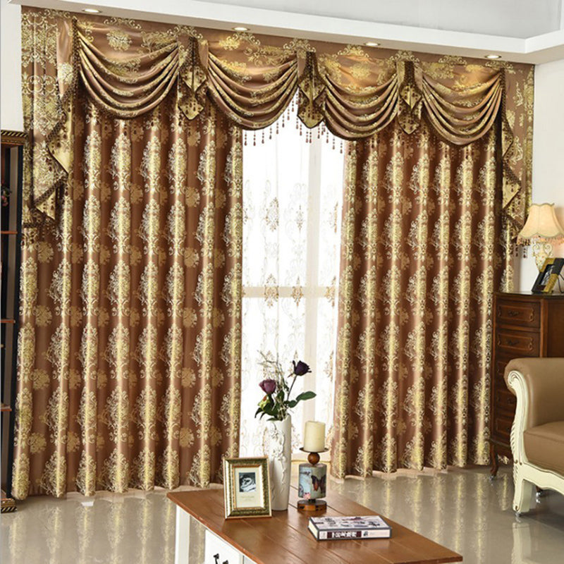 Shading Curtain Decorative and Blackout Polyester Embroidered Luxury European Style 3 Colors Curtain Valance