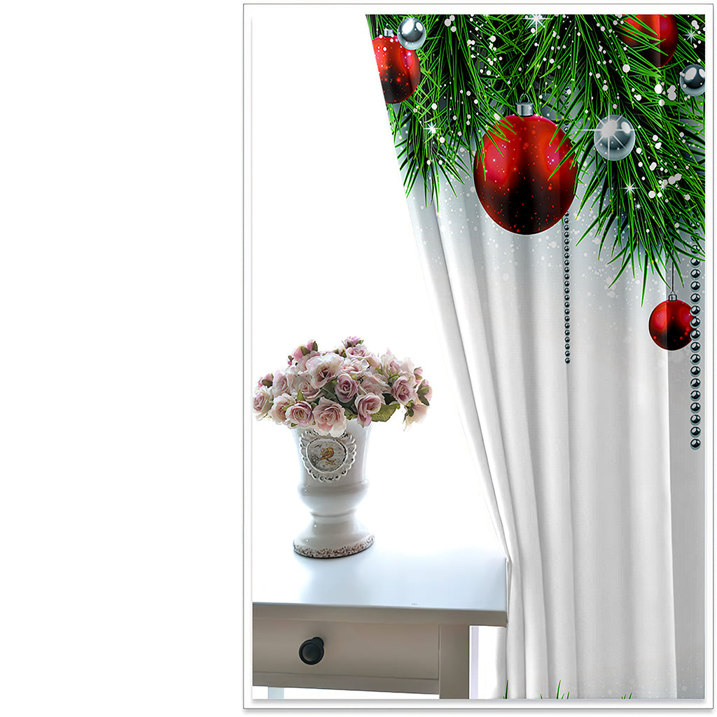 Christmas Trees 3D Wonderful Printed Curtains White Polyester Modern Style Blackout Custom Christmas Curtain