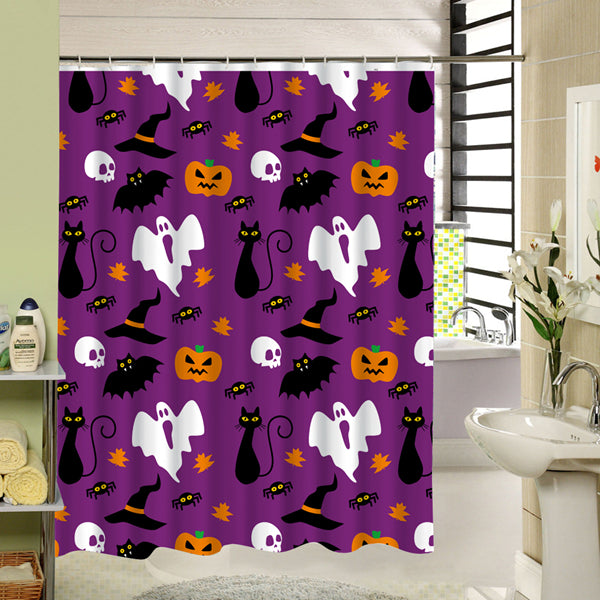 Clip Art Ghost and Other Scary Symbol Halloween Poster 3D Printing Shower Curtain