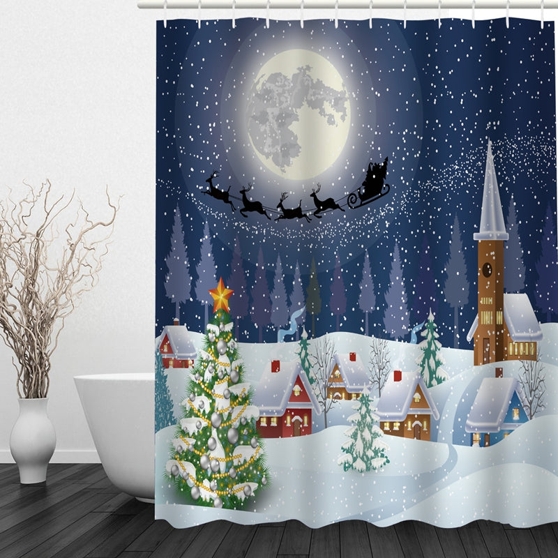 Dreamy Christmas Theme Printing Bathroom 3D Shower Curtain