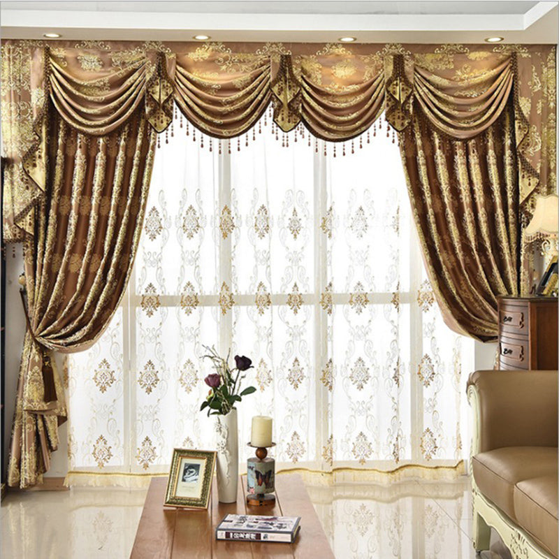 Shading Curtain Decorative and Blackout Polyester Embroidered Luxury European Style 3 Colors Curtain Valance