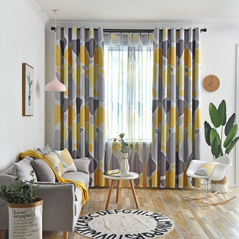 Modern Nordic Style Color Block Blackout Curtains for Living Room Bedroom No Pilling No Fading No off-lining Machine Wash Accepted