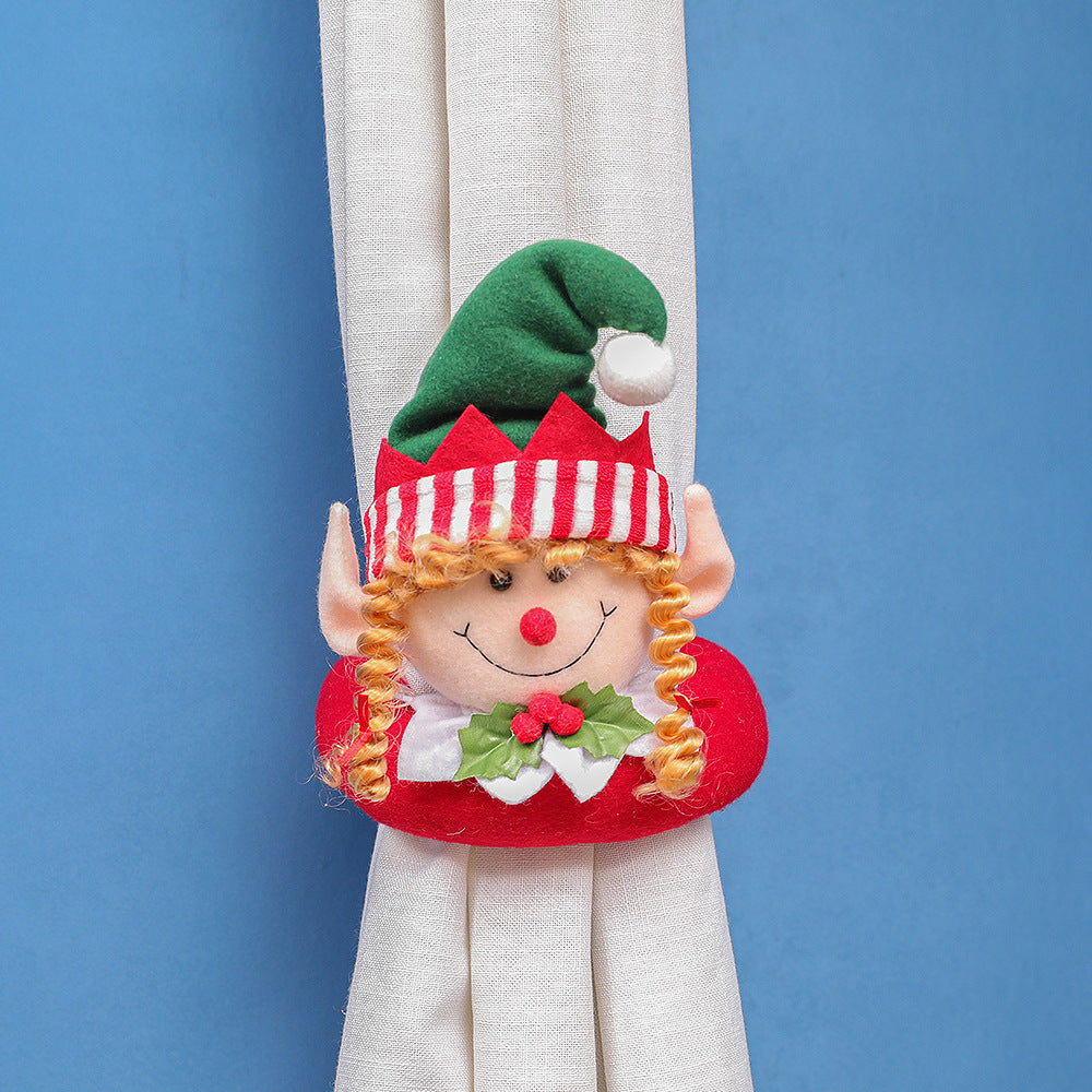 Christmas Elves Curtain Buckle Tie Back 1 Pc Merry Christmas Decor for Home Happy New Year