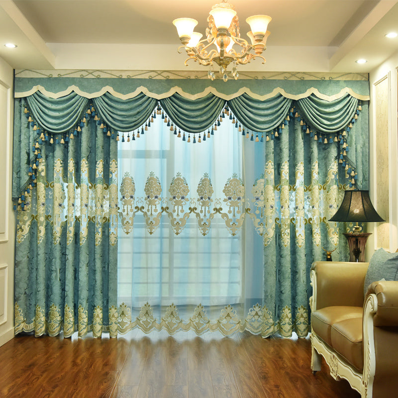 Elegant Embroidered Home Decor Semi Sheer Curtains