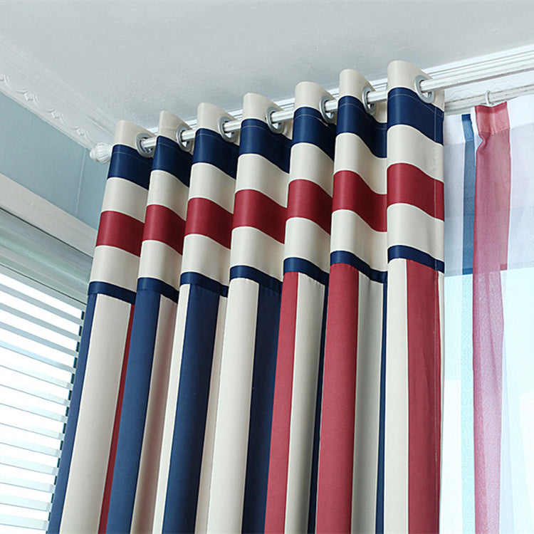 Blackout Stylish Multi Color Stripe Grommet Top Curtain