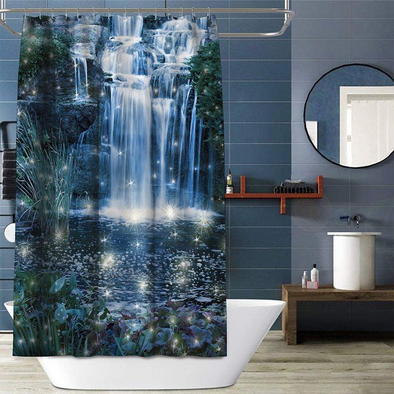 3D Printed Landscape Shower Curtain Bathroom Partition Curtain Durable Waterproof Mildew Proof Polyester