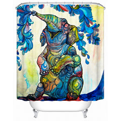 Colorful Elephant Pattern Polyester Material Bathroom Shower Curtain